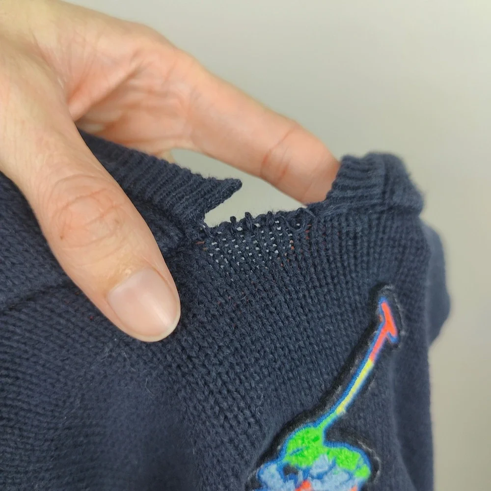 Polo Ralph Lauren Zip Up Hoodie Baby Boy Size‎ 12M Colorful Pony Navy Blue Knit